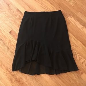 Ruffled hem black chiffon skirt